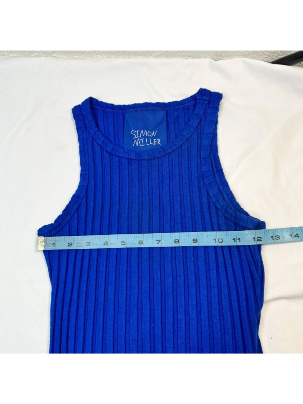 Simon Miller Troost Rib Racer Tank Top Ribbed Knit Designer Electric Blue Medium - Picture 4 of 9
